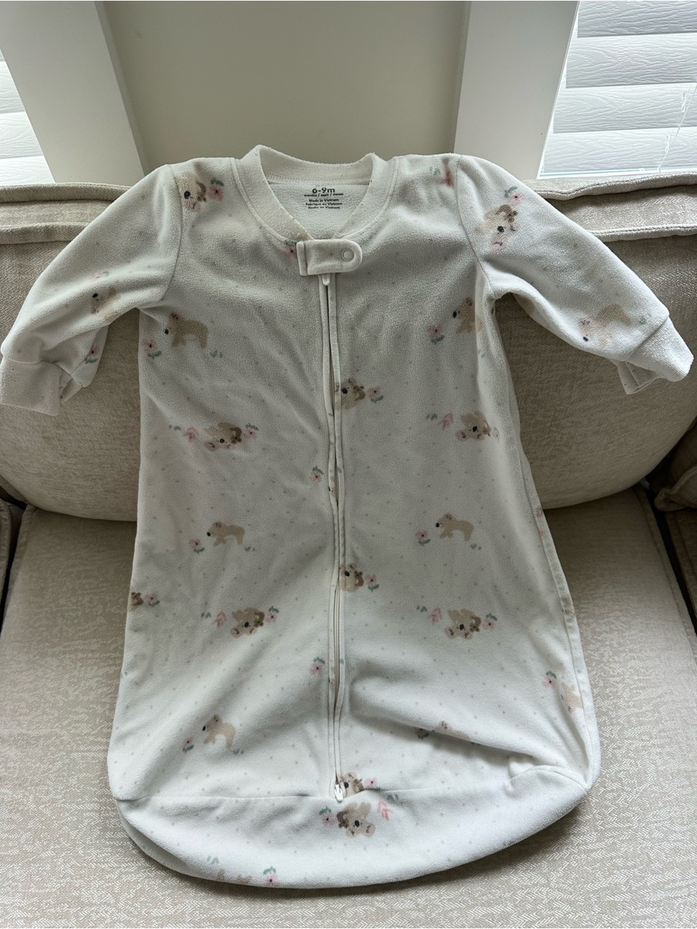 Carter's White Floral Puppy Sleep Sack Pajamas for Baby